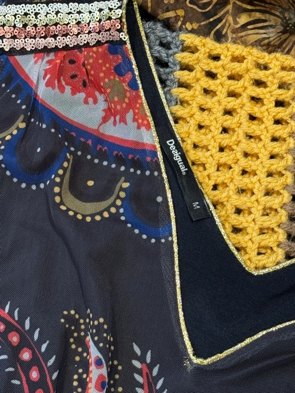 Desigual Black Multicolor Paisley V-Neck Mini Dress - Picture 5 of 8